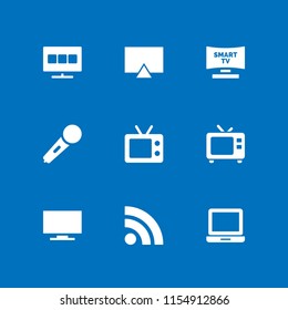 9 channel icons in vector set. tv, television, laptop icon and karaoke microphone icon illustration for web and graphic design