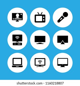 9 channel icons in vector set. television, tv, smart tv and karaoke microphone icon illustration for web and graphic design
