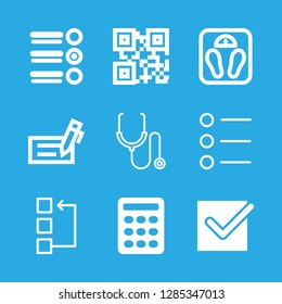 9 check icons with list and commercial code in this set