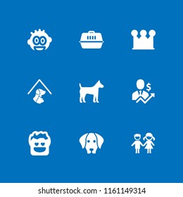 9 cheerful icons in vector set. happy, businessman, pet and in love illustration for web and graphic design