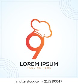 9 Chef Restaurant moderne kreative Premium Logo Design Vektorvorlage.