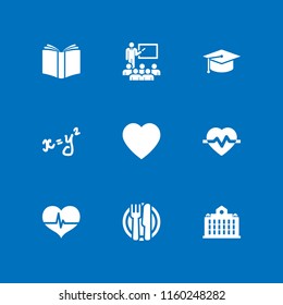 9 children icons in vector set. health, heart, lunch and school illustration for web and graphic design
