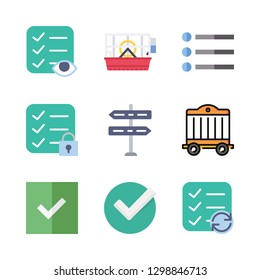 9 choice icons with direction and check in this set