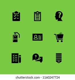 9 choice icons in vector set. checklist, cart, shopping list and survey illustration for web and graphic design