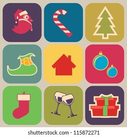 9 Christmas elements, vector icons,background