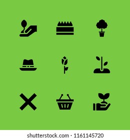 9 christmas icons in vector set. hat, birthday and party, cross and gift basket illustration for web and graphic design