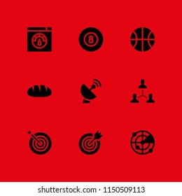 9 circle icons in vector set. speed test, target, team and ball illustration for web and graphic design