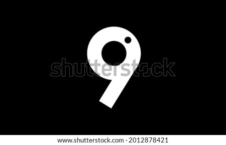 9 Circle Number Unique Modern Logo