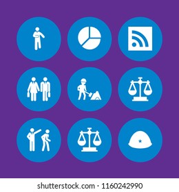 9 civil icons in vector set. law, general helmet, equal and site illustration for web and graphic design