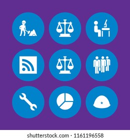 9 civil icons in vector set. site, law, general helmet and worker illustration for web and graphic design