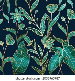 9 Classy Luxury Gold Tropical Hawaiian individual motifs flowers and leaves