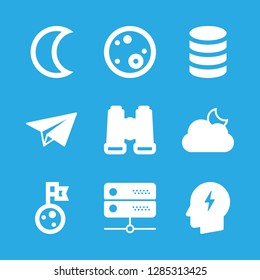 9 cloud icons with paper plane and server in this set