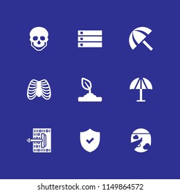 9 cloud icons in vector set. skeleton, flight, server and security on illustration for web and graphic design