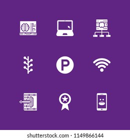 9 cloud icons in vector set. data, wifi signal, park and star illustration for web and graphic design