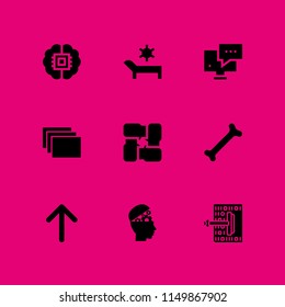 9 cloud icons in vector set. head, skeleton, data and beach illustration for web and graphic design
