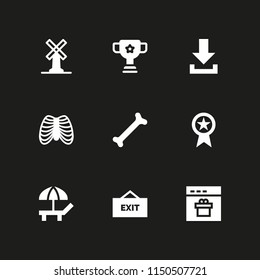 9 cloud icons in vector set. logout, star, big windmill and download illustration for web and graphic design