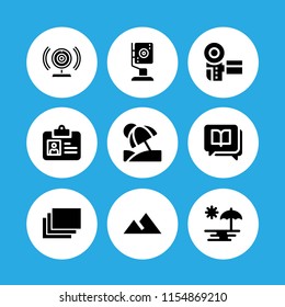 9 cloud icons in vector set. seo and web, beach, architecture and city and smart illustration for web and graphic design