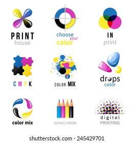 9 CMYK logo templates on white background