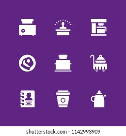 9 coffee icon set with breakfast, desk and agenda vector illustration for graphic design and web