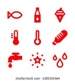 9 cold icons with fish and drops in this set