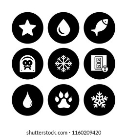 9 cold icons in vector set. drop, frozen, switch and sick illustration for web and graphic design