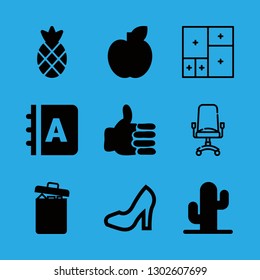 9 collection icons with apple and garbage in this set