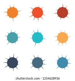 9 color circle with spike text tag label icon background