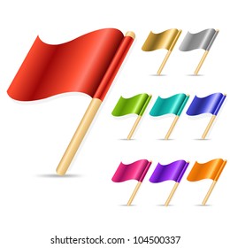 9 Color Flags, Isolated On White Background, Vector Illustration