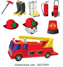 9 colored fireman icons.