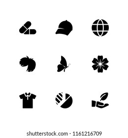 9 colorful icons in vector set. style, flower, hat and leaf illustration for web and graphic design