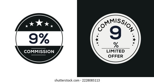 9 % begrenztes Angebot der Kommission, Vektorlabel.