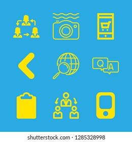 9 communication icons with search and waterproof camera in this set