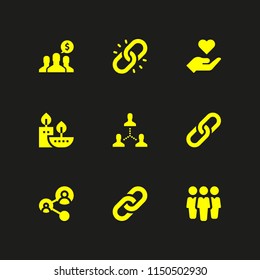 9 community icons in vector set. charity, team, teamwork and cultures illustration for web and graphic design