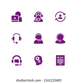 9 consultant icons in vector set. headset, process, support and checkup illustration for web and graphic design