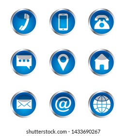 9 Contact Icons as a button - Vector Illustration