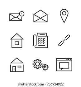 9 Contact Line Icons. Icons for user interface and web