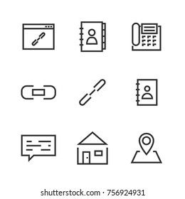 9 Contact Line Icons. Icons for user interface and web