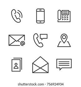 9 Contact Line Icons. Icons for user interface and web