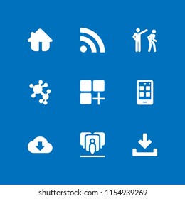 9 content icons in vector set. worker, download, viral and app illustration for web and graphic design