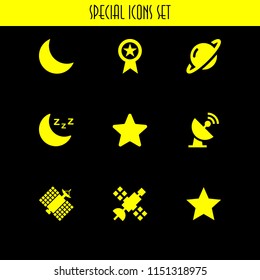 9 cosmos icons in vector set. star, space, satellite and moon illustration for web and graphic design