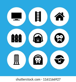 9 couch icons in vector set. tv, sick, apartment and furniture and household illustration for web and graphic design
