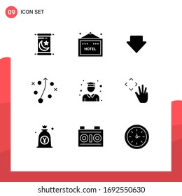 9 Creative Icons Modern Signs and Symbols of hand cursor; school; downlod; graduation; education Editable Vector Design Elements