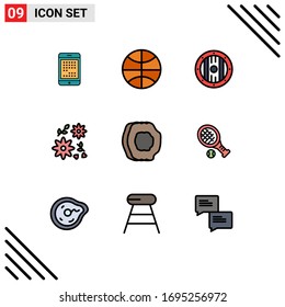 9 Creative Icons Modern Signs and Symbols of apricot; flower; festival; bouquet; shield Editable Vector Design Elements