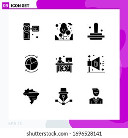 9 Creative Icons Modern Signs and Symbols of economy; server; finance; network; database Editable Vector Design Elements