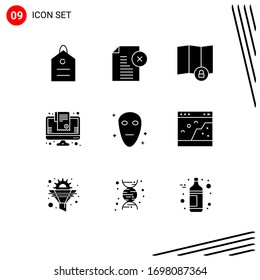 9 Creative Icons Modern Signs and Symbols of galaxy; online shopping; office; list; bill Editable Vector Design Elements