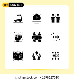 9 Creative Icons Modern Signs and Symbols of fast food; coffee; partnership; partners; deal Editable Vector Design Elements