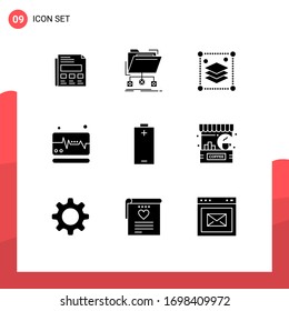 9 Creative Icons Modern Signs and Symbols of electric; pulse; network; monitor; misc Editable Vector Design Elements