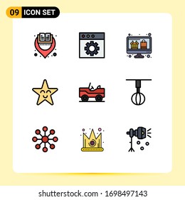 9 Creative Icons Modern Signs and Symbols of appliances; vehicle; display; military; face Editable Vector Design Elements