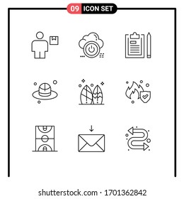 9 Creative Icons Modern Signs and Symbols of fathers; brim; cloud; plan; file Editable Vector Design Elements
