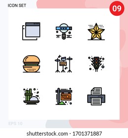 9 Creative Icons Modern Signs and Symbols of equipment; meal; event; food; cooking Editable Vector Design Elements